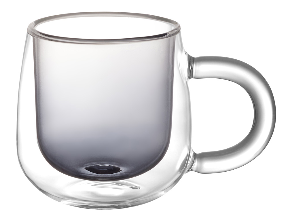 Кружка с двойными стенками с широкой ручкой и градиентным покрытием Fog, черный-1