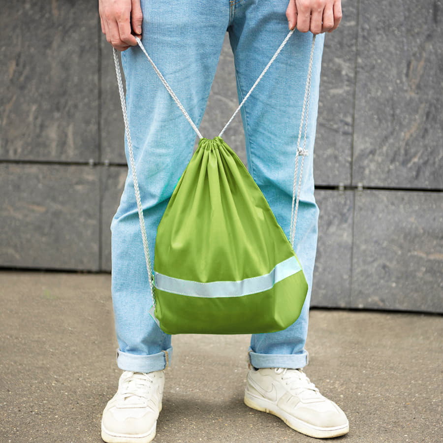 Рюкзак мешок RAY со светоотражающей полосой, зеленый-5