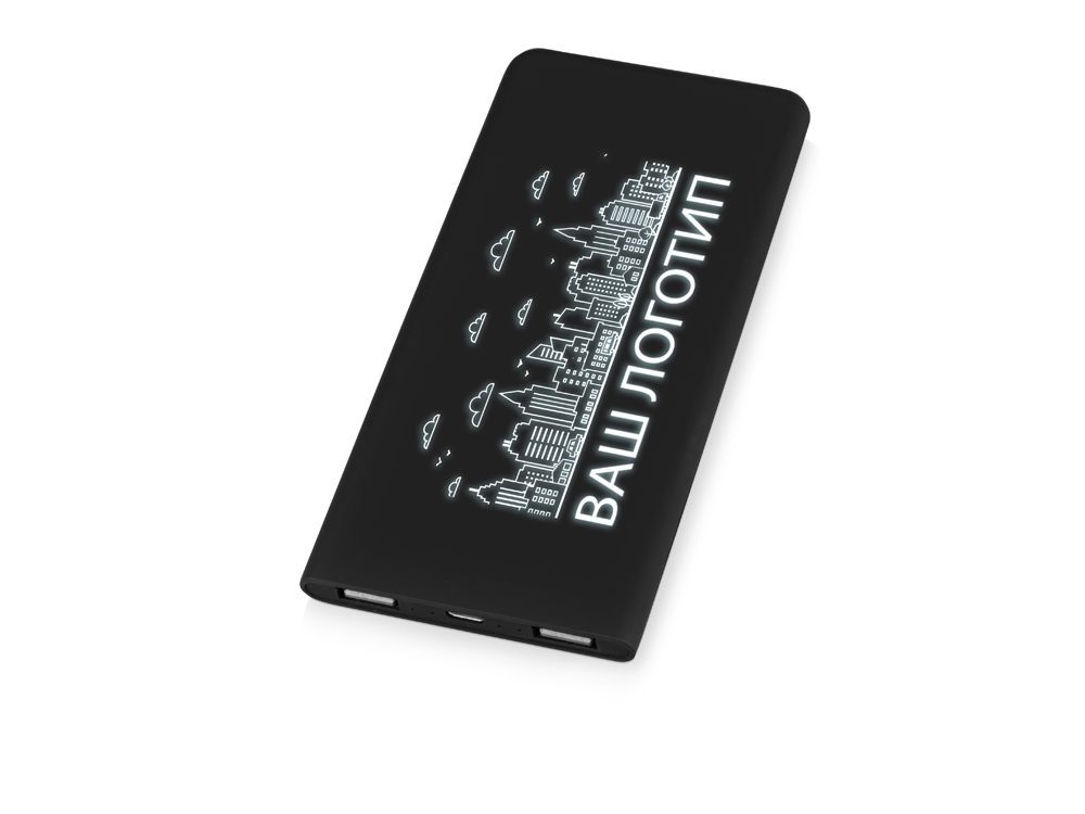 Портативное зарядное устройство с белой подсветкой логотипа Faros, soft-touch, 4000 mAh-0