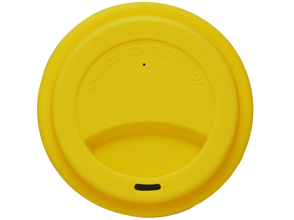 Стакан с силиконовой крышкой Cafe, желтый-3