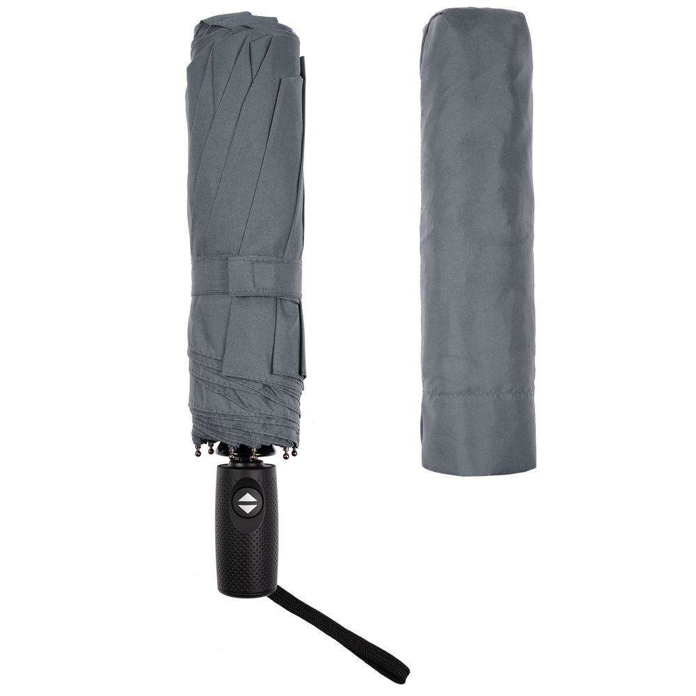 Складной зонт Dome Double с двойным куполом, серый-4