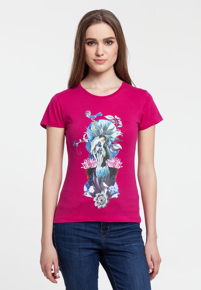 Футболка женская Beauty Sleep, ярко-розовая (фуксия)-1