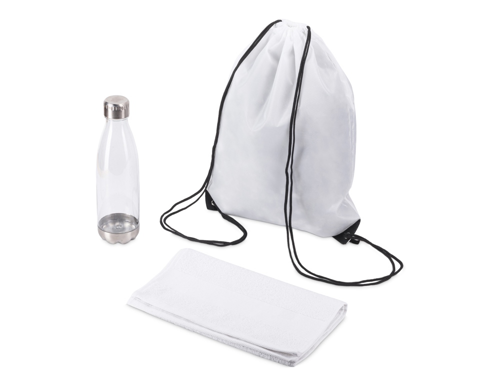 Спортивный набор с бутылкой и полотенцем Beginner, белый-0