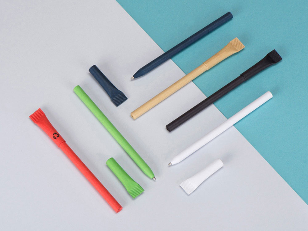 Ручка картонная с колпачком Recycled, зеленый классик-3