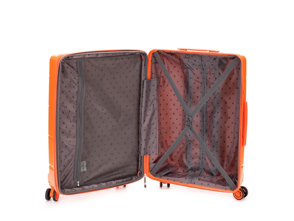 Чемодан TORBER В Отпуск, оранжевый, полипропилен, 45 х 28 х 68 см, 79 л-1