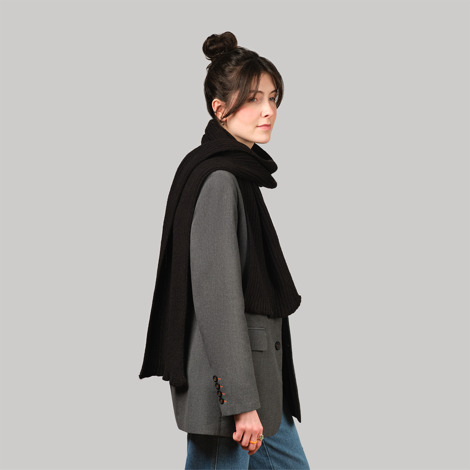 Шарф Форгес (Forges) вязаный, черный-3