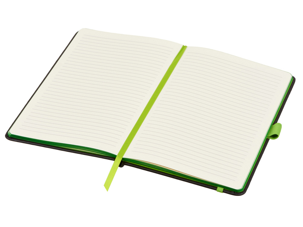 Блокнот ColorNote Black, твердая обложка A5, 80 листов, черный с зеленым яблоком-1