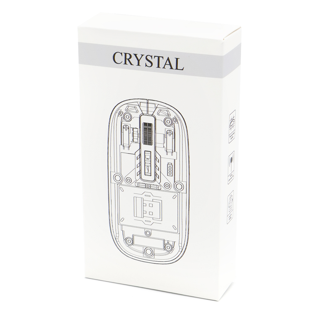 Мышь компьютерная беспроводная прозрачная Crystal, Черный-5
