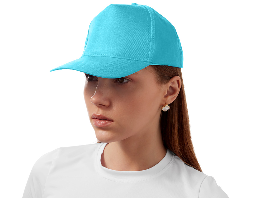 Бейсболка Poly 5-ти панельная 120 гр, лазурный-2