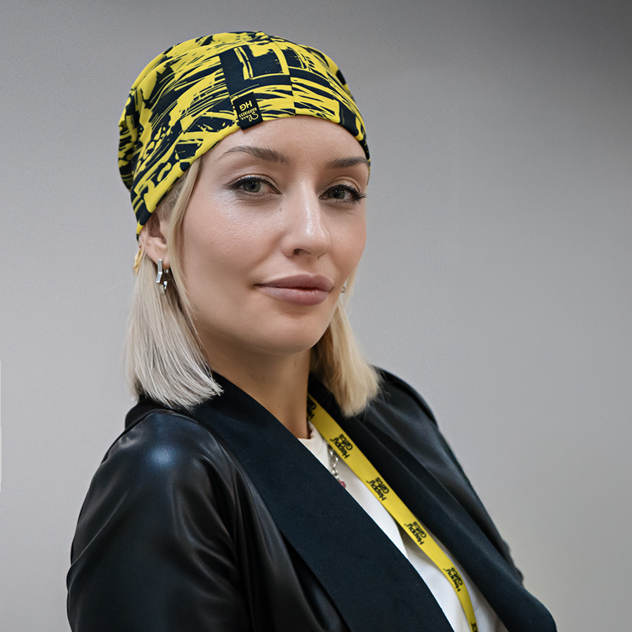 Образец снуд с  сублимационной печатью и жаккардовым логотипом CUSTOM MERCH, 100% полиэстер, 32*25 см, черный, желтый-1