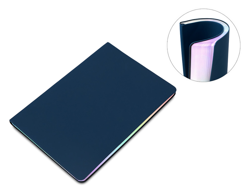 Блокнот А5 в гибкой обложке Fellini с голографическим срезом, темно-синий-0