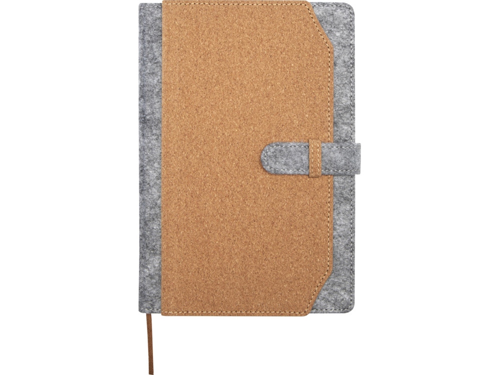 Viviana блокнот формата А5 из переработанного фетра и пробкового дуба - Натуральный-1