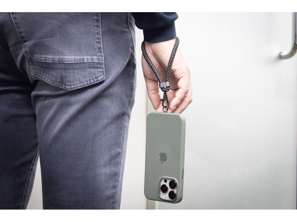 Ремешок-держатель для телефона с зарядным кабелем USB-C - USB-C Lany Wristband Charge Eco, серый-17