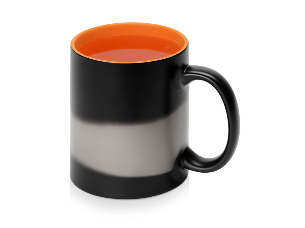 Кружка-хамелеон Surprise матовая, черный/оранжевый-2