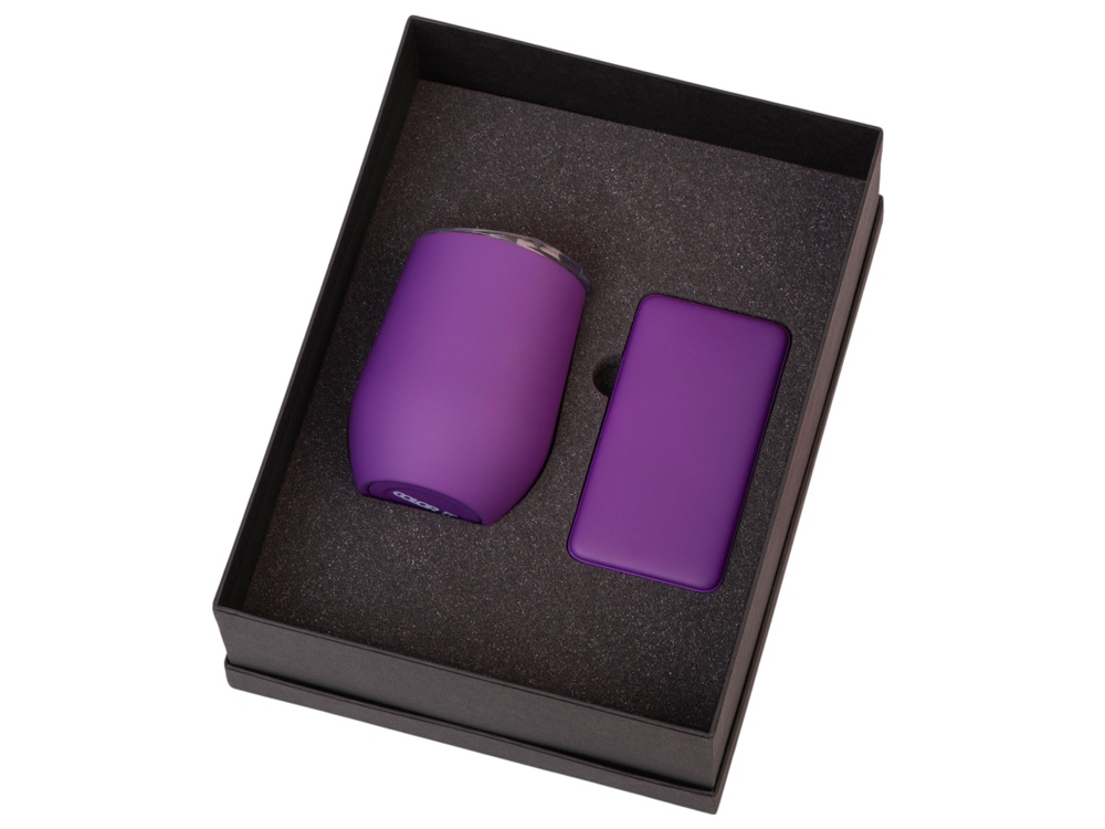 Подарочный набор с термокружкой и повербанком С1, 5000 mAh, фиолетовый-1