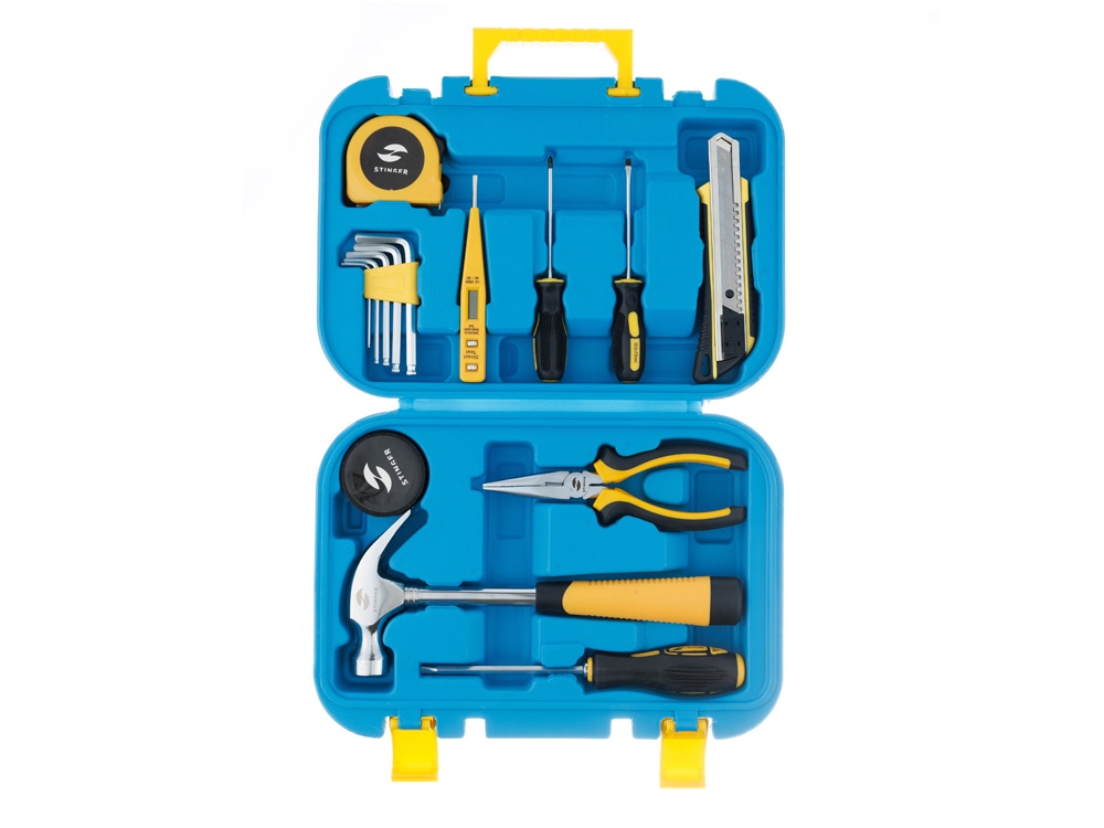 Набор инструментов Stinger, 15 инструментов, в пластиковом кейсе, 290х205x75 мм, синий-5