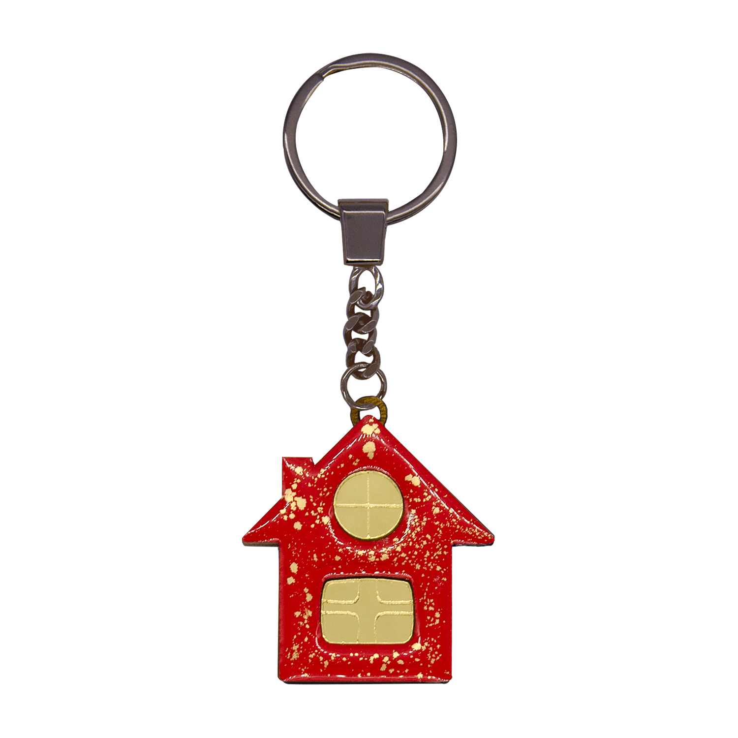 Брелок Дом (красный с золотом)-1