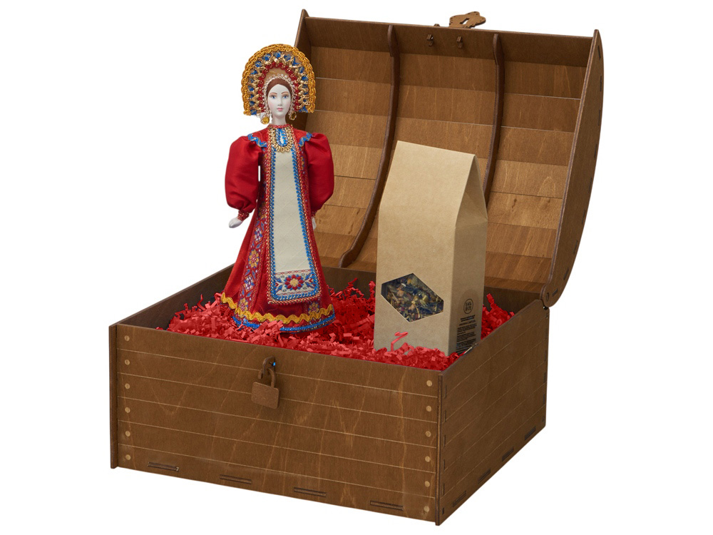 Подарочный набор: кукла фарфоровая, чай Малина с мятой, красный-3