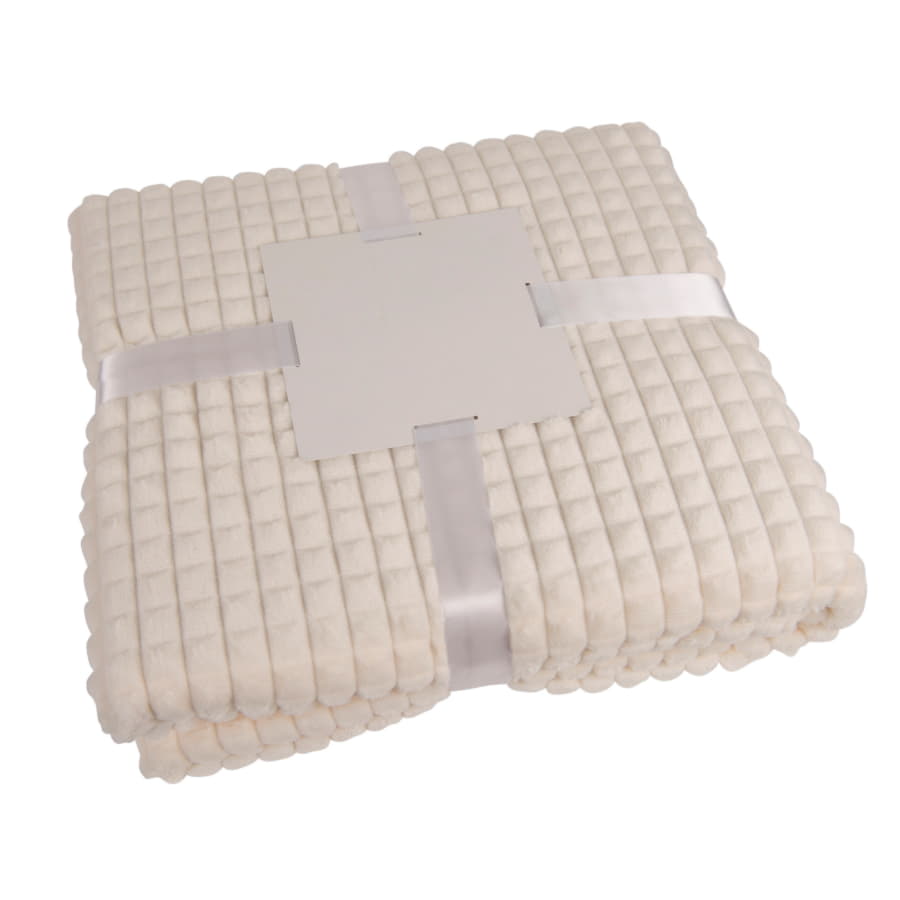 Плед фактурный IVORY", 150*200 см,  акрил  260 гр/м , белый-4