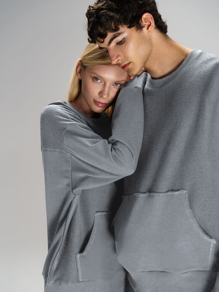 Свитшот оверсайз унисекс Vozduh, светло-серый-5