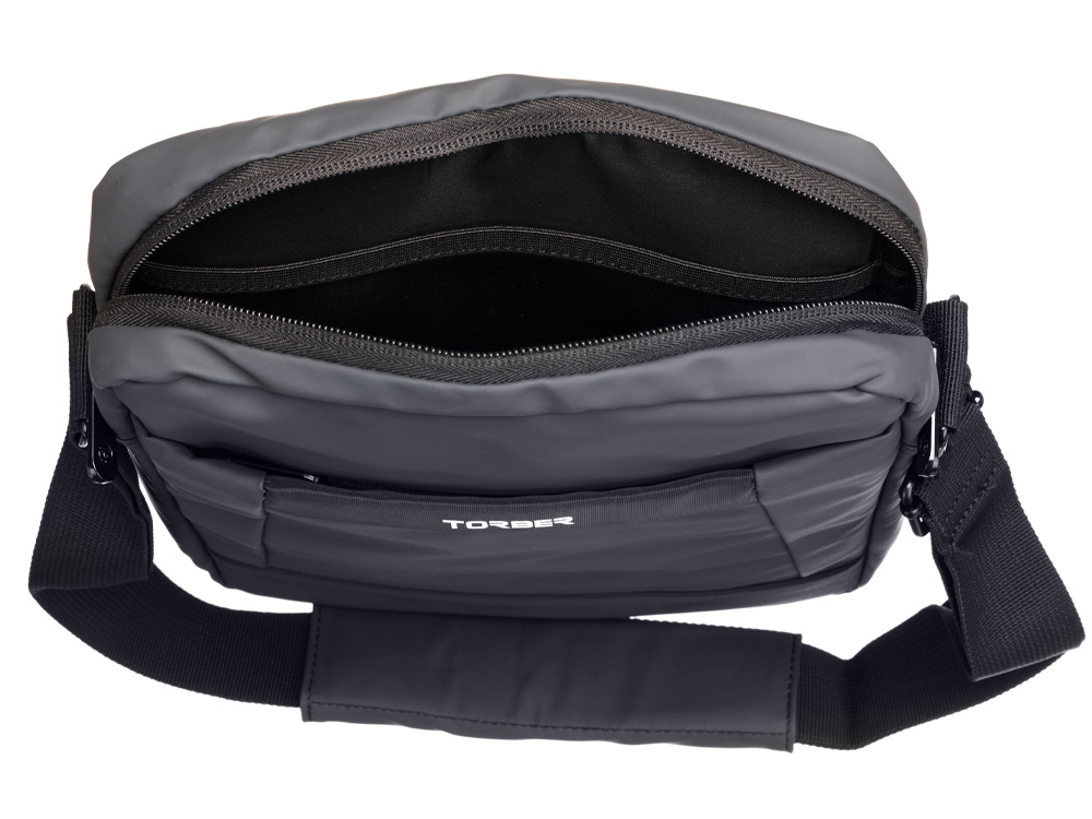 Сумка кросс-боди TORBER, черный/серый, полиуретан, 27 х 21 х 6 см-4
