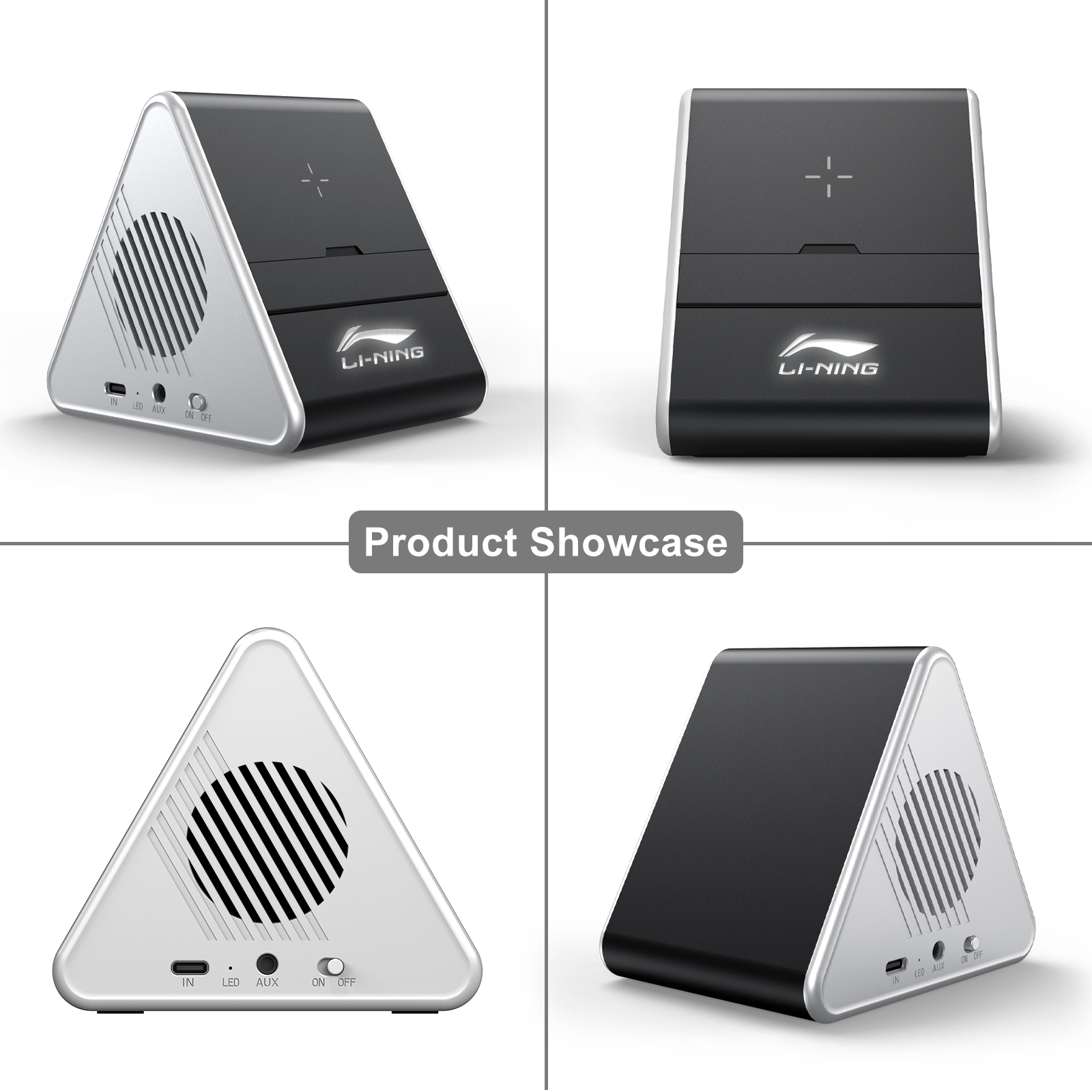 Колонка Dorn с беспроводной зарядкой и подсветкой гравировки, Черный-3