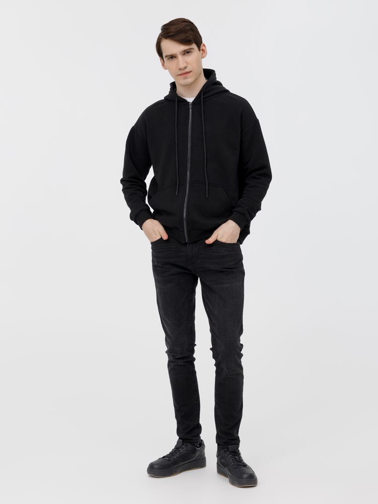 Толстовка унисекс оверсайз на молнии Zippy Terry, черная-4