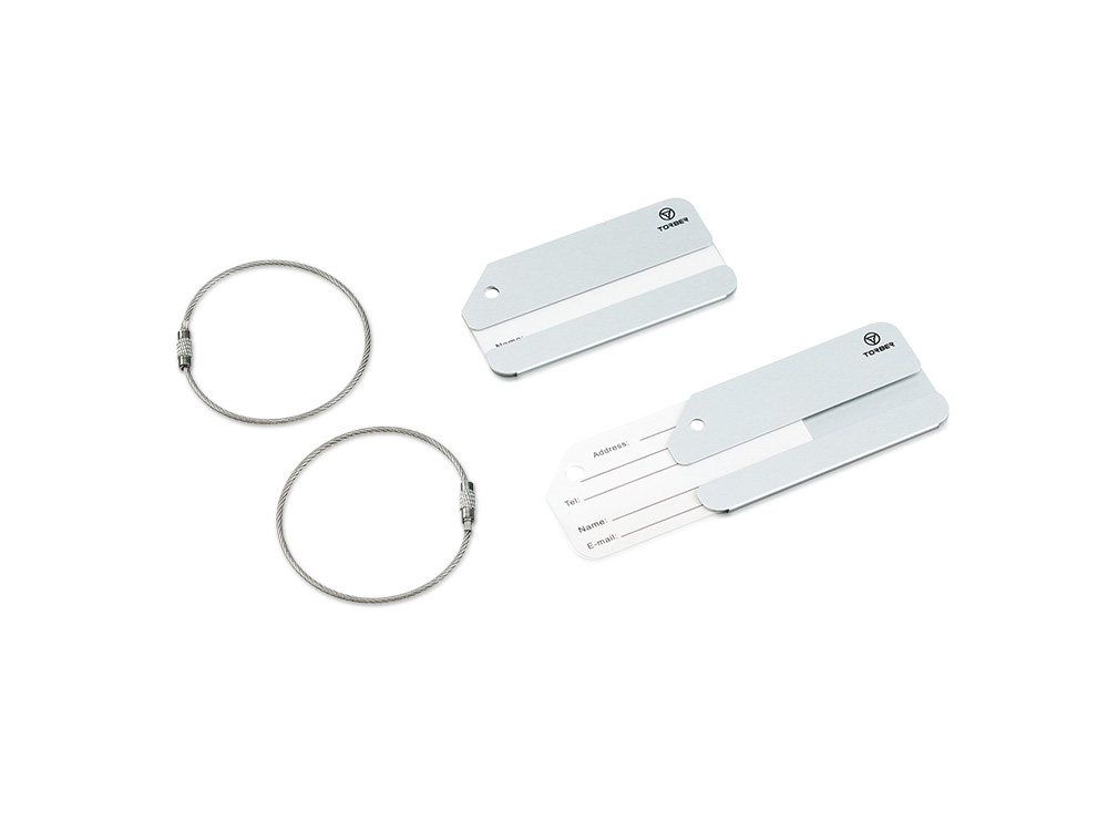 Бирка для багажа TORBER, серебристый, 8,0 х 4,0 см, алюминиевый сплав-0