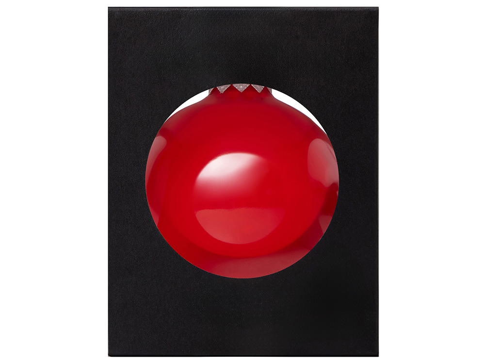 Стеклянный елочный шар Frozi, красный прозрачный, с серебристым колпачком-2