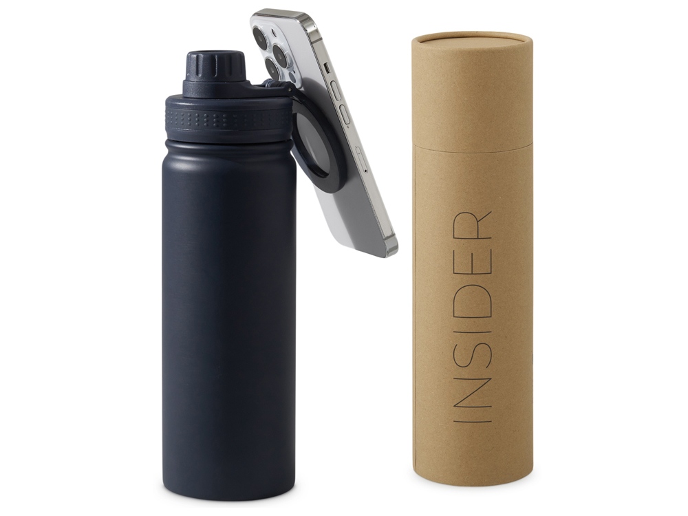 Вакуумная термобутылка с magsafe-держателем INSIDER, 600 мл, синий-0