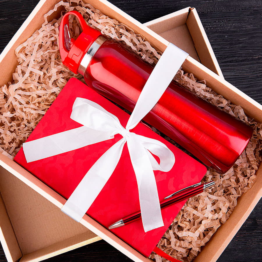 Набор подарочный SUNSHINE: бутылка для воды, бизнес-блокнот, ручка, коробка со стружкой, зеленый, зеленый-1