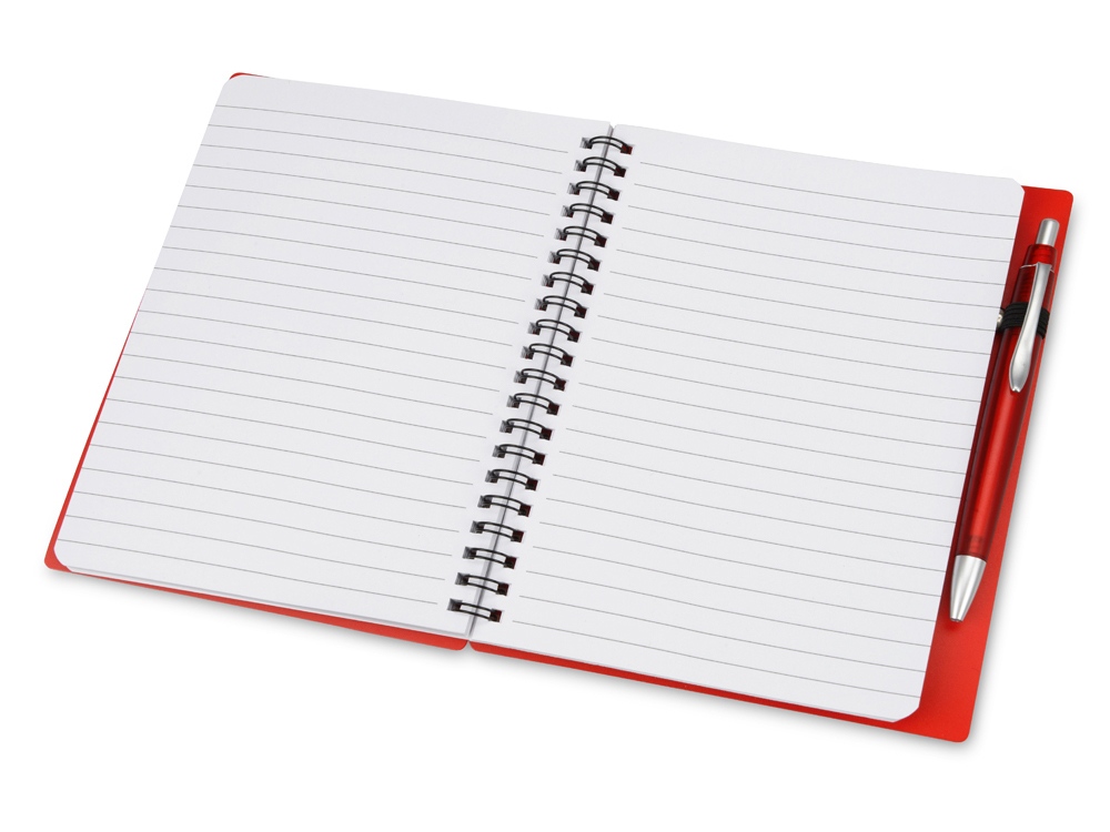 Блокнот Контакт с ручкой, красный-2