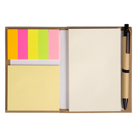 Блокнот А6 Stick and go с ручкой и набором стикеров в твердом переплете, Крафт-0