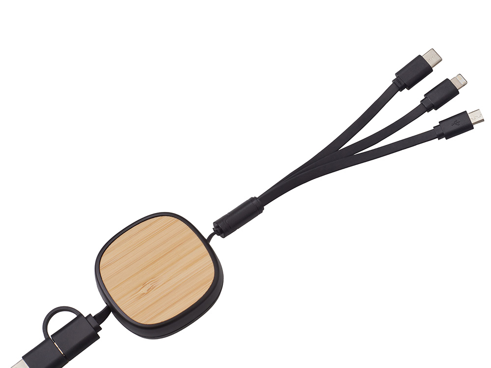 Универсальный кабель с ретрактором 3-в-1 Retrax, черный-4