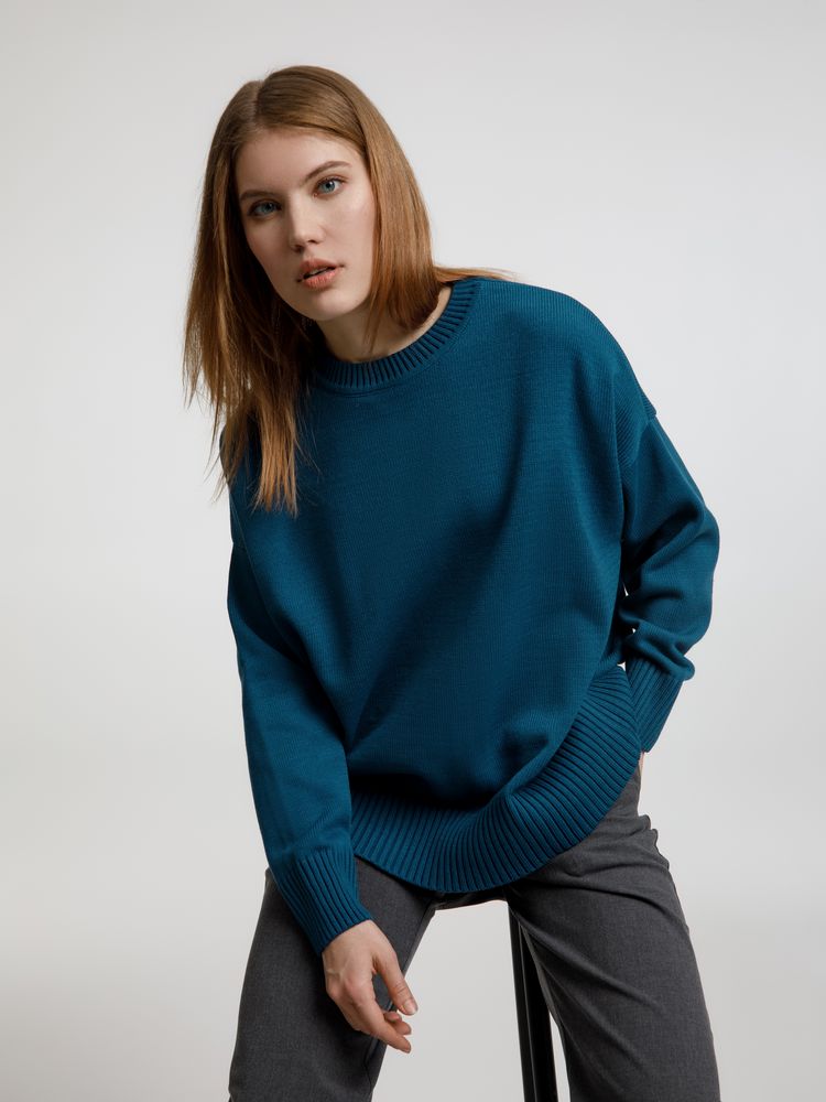 Джемпер оверсайз унисекс Stated в сумке, синий (морская волна)-4