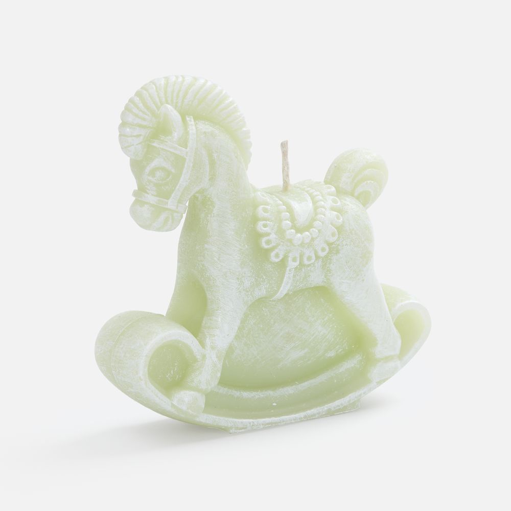 Свеча фигурная «Лошадка-качалка», светло-зеленая-0