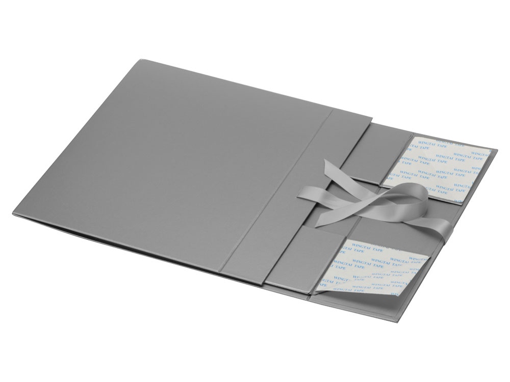 Коробка разборная на магнитах с лентами, серебристый-2