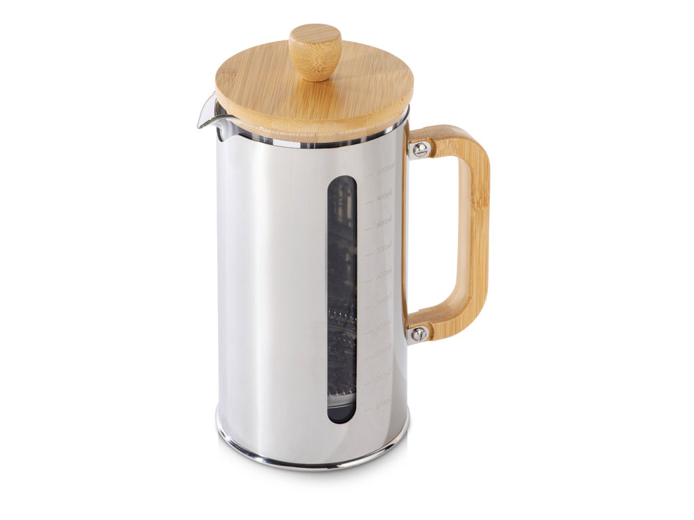 Френч-пресс в стальном корпусе и ручкой из бамбука Coffee break, 1000 мл-0
