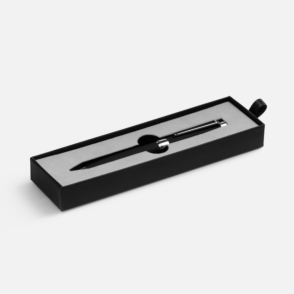 Ручка шариковая Broad Ring Soft Touch в футляре, черная-1