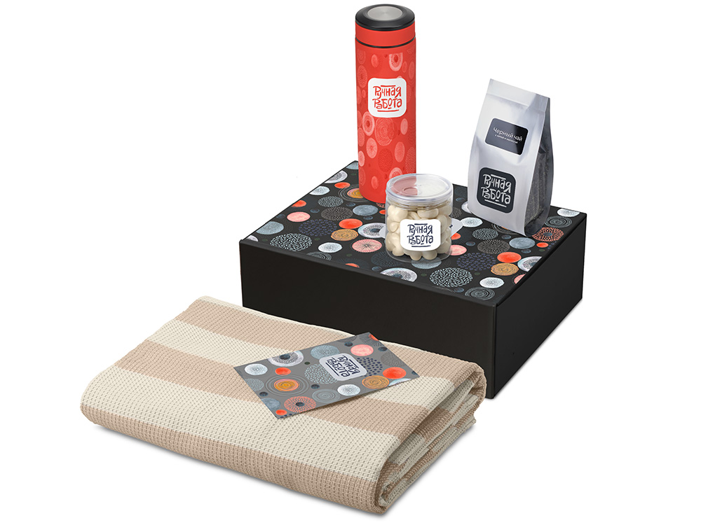 Подарочный набор Re:y. Warm с пледом, термосом и чаем-0