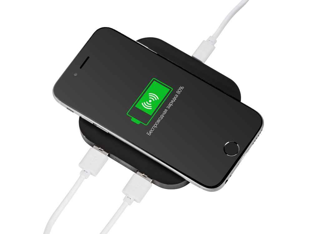 Беспроводная зарядка Tile с 2 USB-A, 5 Вт, черный-1