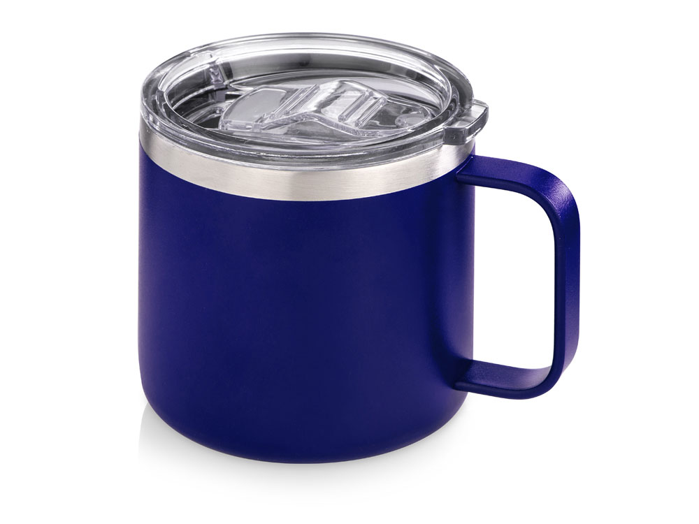 Кружка стальная Alaska с крышкой слайдером, powder coating, синий-0