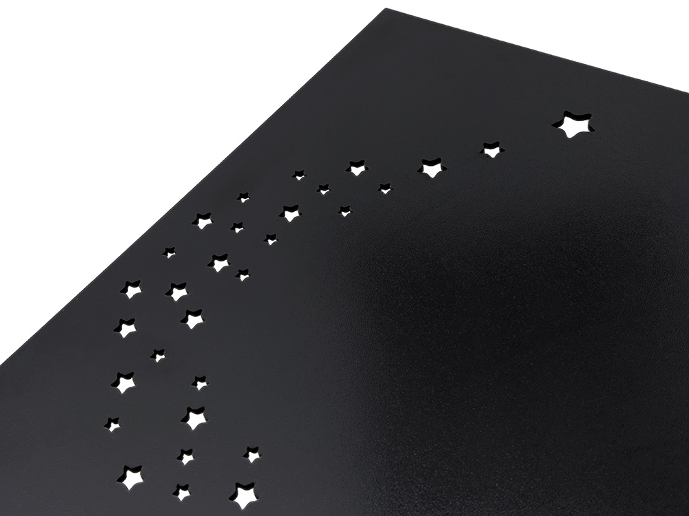 Подарочная коробка из фанеры Constellation 330х220х100 мм, фанера 6 мм, крышка на выдвижных пазах черная ЛХДФ 3 мм, бечевка-10