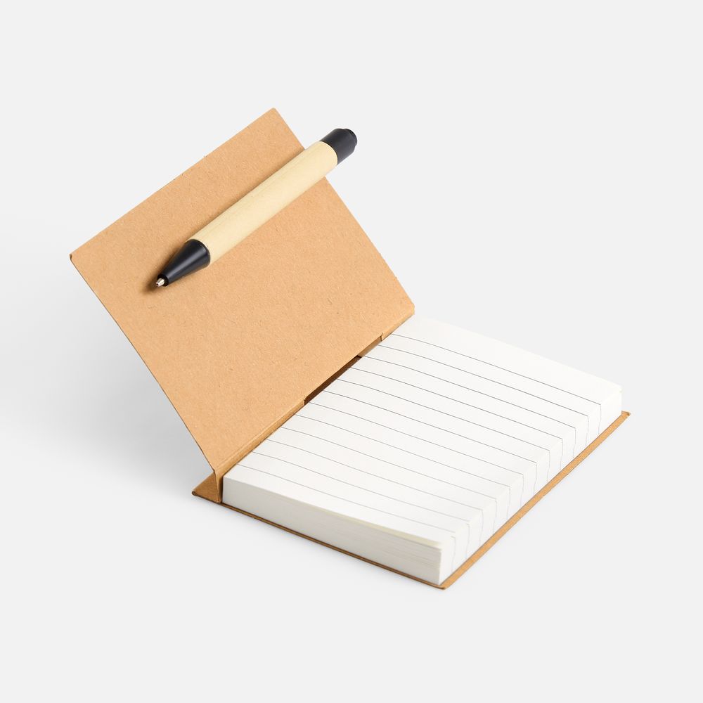 Мини-блокнот Eco Light с ручкой с черными элементами, ver.2-0