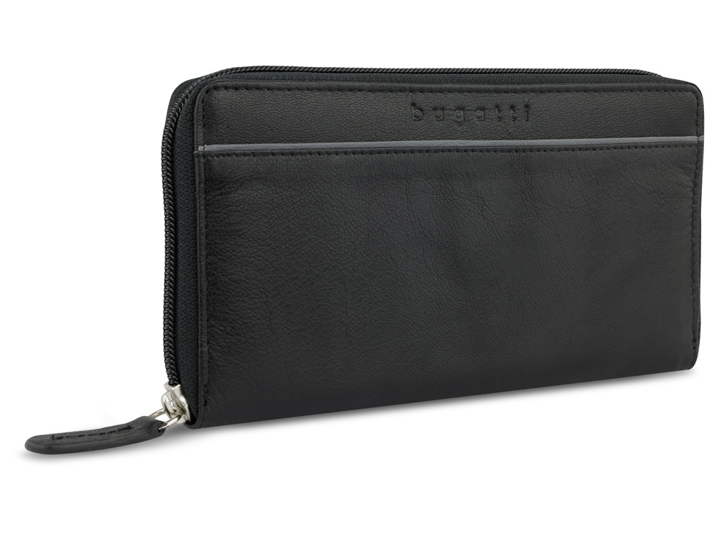 Кошелёк женский BUGATTI Banda, с защитой данных RFID, чёрный, кожа/полиэстер, 18,5х2х10 см-0