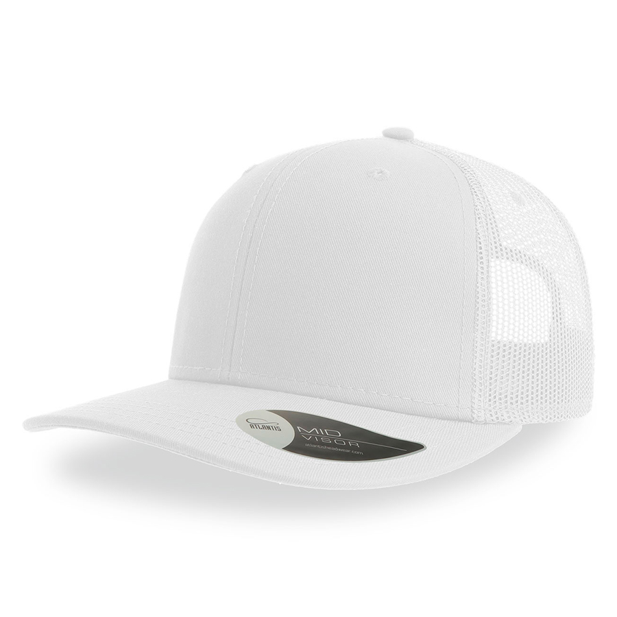 Бейсболка SONIC, 6 клиньев, пластиковая застежка, белый-0