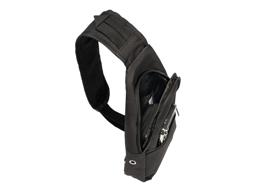 Рюкзак TORBER с одним плечевым ремнем, чёрный, полиэстер 300D, 33 х 17 х 6 см-6