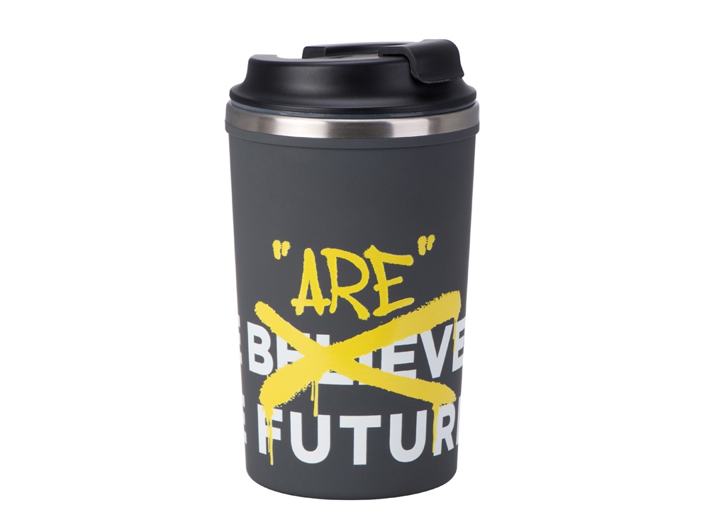 Герметичная термокружка на присоске Kick, 350 мл, серый (уф печать круговая)-0