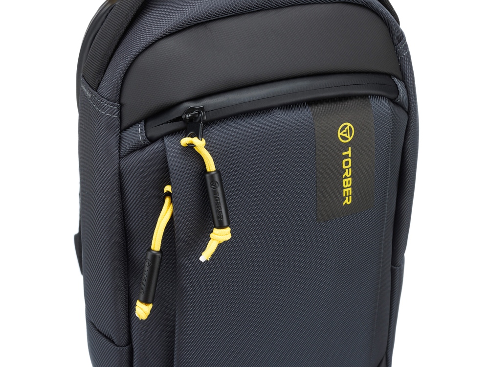 Рюкзак TORBER VOYAGE на одно плечо, серый, полиэстер 900D, 20х10х30 см, 5 л-5