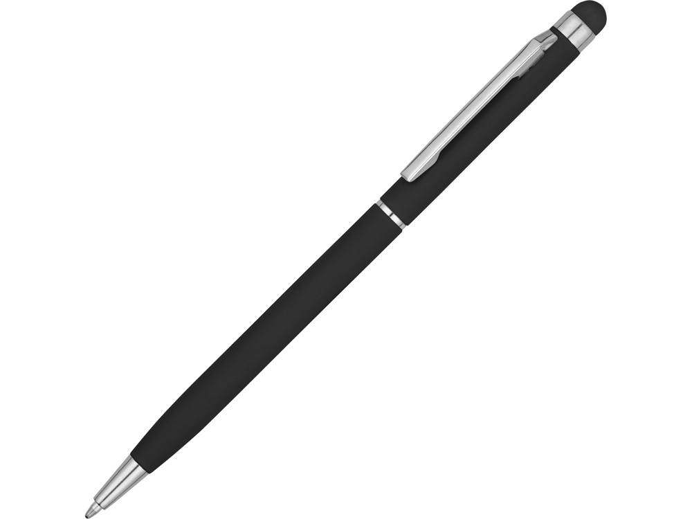 Ручка-стилус шариковая Jucy Soft с покрытием soft touch, черный-0